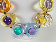 Jackie Brazil "Saturn" Transparent Paris Mix Disc & Ball Long 75cm Necklace ( N0052 )