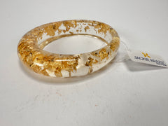 Jackie Brazil "Solid Oval" Gold Flakes 1.3cm Resin Bangle ( B0040 )