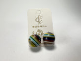 Jackie Brazil "Amazon Mix" Liquorice Striped Stud Ball Resin Earrings ( E2875 )