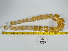 Jackie Brazil "Gold Flakes" Mix Size Liquorice Cubes Resin Necklace ( N3343 )