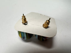 Jackie Brazil "Amazon Mix" Liquorice Striped Stud Ball Resin Earrings ( E2875 )