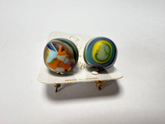 Jackie Brazil "Amazon Mix" Liquorice Striped Stud Ball Resin Earrings ( E2875 )