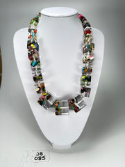 Jackie Brazil "Cascade" Mix Size Liquorice Cubes Resin Necklace ( N3343 )