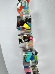 Jackie Brazil "Cascade" Mix Size Liquorice Cubes Resin Necklace ( N3343 )