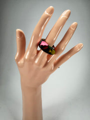 Jackie Brazil "Time Square" Art Deco Square Resin Ring ( R3084 ) Size UK Q / USA 8