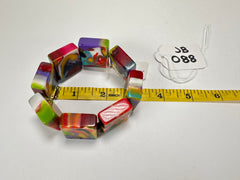 Jackie Brazil "Gala" Kandinsky Liquorice Half Rectangles On Elastic Bracelet ( B0778 )