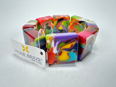 Jackie Brazil "Gala" Kandinsky Liquorice Half Rectangles On Elastic Bracelet ( B0778 )