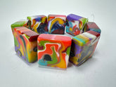 Jackie Brazil "Gala" Kandinsky Liquorice Half Rectangles On Elastic Bracelet ( B0778 )