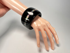 Jackie Brazil "Bar Code" Black & Colour Mix Solid Round 5cm Bangle ( B2161 )