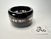 Jackie Brazil "Bar Code" Black & Colour Mix Solid Round 5cm Bangle ( B2161 )