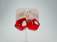 Jackie Brazil "Camille" Red Transparent Abstract Resin Earrings ( E1053 )