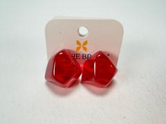 Jackie Brazil "Camille" Red Transparent Abstract Resin Earrings ( E1053 )