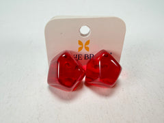 Jackie Brazil "Camille" Red Transparent Abstract Resin Earrings ( E1053 )