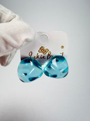 Jackie Brazil "Camille" Light Blue Transparent Abstract Resin Earrings ( E1053 )