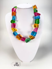Jackie Brazil "Natural" Transparent Carnaval Mix Large Stones 55cm Resin Necklace ( N0378 )