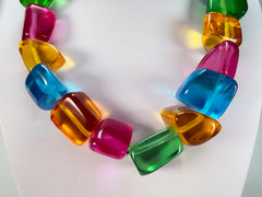 Jackie Brazil "Natural" Transparent Carnaval Mix Large Stones 55cm Resin Necklace ( N0378 )