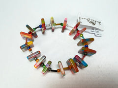 Jackie Brazil "Africa" Kandinsky Liquorice Squares & Beads Resin Bracelet ( B0189 )