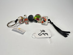Jackie Brazil "Black & Cascade" Mix Beads Resin Keyring ( K0179 )