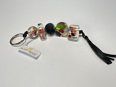 Jackie Brazil "Black & Cascade" Mix Beads Resin Keyring ( K0179 )