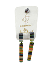 Jackie Brazil "Clarissa" Liqurorice Winter Mix Thin Rectangle Resin Earrings ( E2462 )