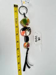 Jackie Brazil "Black & Cascade" Mix Beads Resin Keyring ( K0179 )