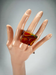 Jackie Brazil "Kandinsky" Large Square Resin Ring ( R1715 ) Size UK P / USA 7.5
