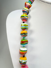 Jackie Brazil "Camille" Liquorice Stripes x Kandinsky Small Stones 110cm Necklace ( N0078 )