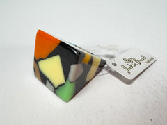 Jackie Brazil "Carre" Art Deco Square Top Resin Ring ( R3082 ) Size UK P / USA 7.5