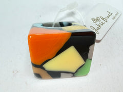 Jackie Brazil "Carre" Art Deco Square Top Resin Ring ( R3082 ) Size UK P / USA 7.5