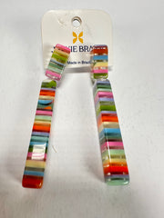 Jackie Brazil "Clarissa" Liquorice Spring Mix Thin Rectangle Resin Earrings ( E2452 )