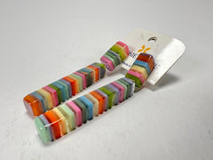 Jackie Brazil "Clarissa" Liquorice Spring Mix Thin Rectangle Resin Earrings ( E2452 )