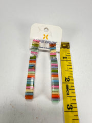 Jackie Brazil "Clarissa" Liquorice Spring Mix Thin Rectangle Resin Earrings ( E2452 )