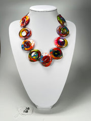 Jackie Brazil "Saturn" Kandinsky Disk and Cylinder On String Short 50cm Necklace ( N0060 )