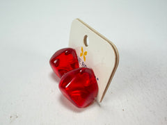 Jackie Brazil "Camille" Red Transparent Abstract Resin Earrings ( E1053 )