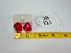 Jackie Brazil "Camille" Red Transparent Abstract Resin Earrings ( E1053 )