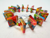Jackie Brazil "Africa" Kandinsky Liquorice Squares & Beads Resin Bracelet ( B0189 )
