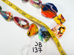 Jackie Brazil "Indiana" Kandinsky Multi-Bead Long Resin 110cm Necklace ( N0038 )