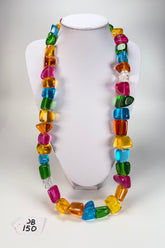 Jackie Brazil "Natural" Large Stones Carnaval Mix Long 90cm Resin Necklace ( N0425 )