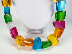 Jackie Brazil "Natural" Large Stones Carnaval Mix Long 90cm Resin Necklace ( N0425 )