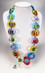 Jackie Brazil "Saturn" Transparent Summer Mix Disc & Ball Long 75cm Necklace ( N0052 )