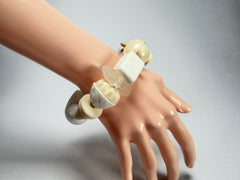 Jackie Brazil "Indiana" Cream Mix Multi Bead Resin Bracelet ( B0210 )