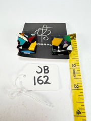 Jackie Brazil "Akbar" Art Deco Square Clip On Resin Earrings ( E3073 )