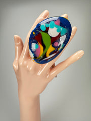 Jackie Brazil "Large Riverstone" Kandinsky Flat Oval Ring ( R3625 ) Size UK- R / US- 8.5