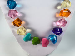 Jackie Brazil "Camille" Transparent Carnaval Mix Small Stones 70cm Necklace ( N0075 )