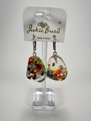 Jackie Brazil "Diamond" Cascade Flinstone on Hook Resin Earrings ( E0700 )