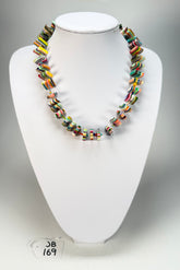 Jackie Brazil "Africa" Liquorice Squares & Beads Mix Colours 50cm Necklace ( N0008 )