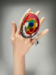 Jackie Brazil "Large Riverstone" Kandinsky Flat Oval Ring ( R3625 ) Size UK- Z+2 / US- 13