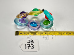 Jackie Brazil "Saturn" Transparent Paris Mix Disc & Ball Elastic Bracelet ( B0052 )
