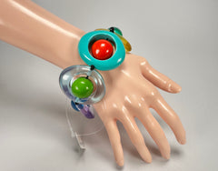 Jackie Brazil "Saturn" Transparent Paris Mix Disc & Ball Elastic Bracelet ( B0052 )