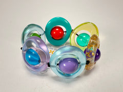 Jackie Brazil "Saturn" Transparent Paris Mix Disc & Ball Elastic Bracelet ( B0052 )